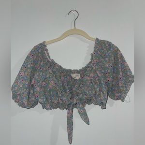 Victoria + Sophia Floral Tie Front Top